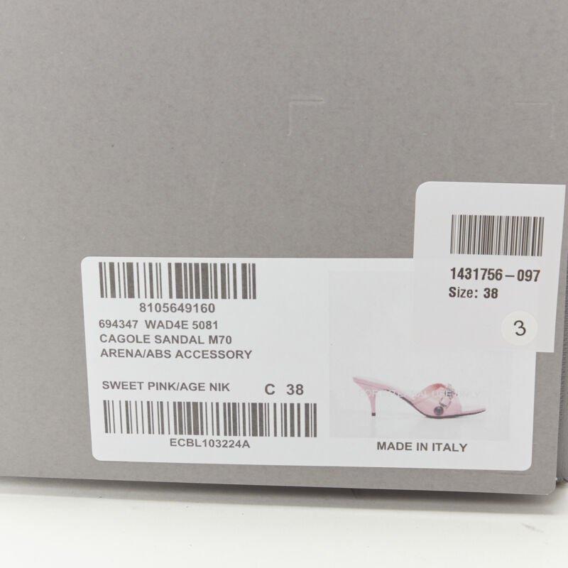 BALENCIAGA 2022 Cagole pink leather silver studded mule heel EU38 US8 For Sale 7