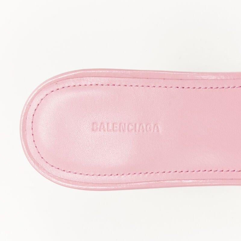 BALENCIAGA 2022 Cagole pink leather silver studded mule heel EU38 US8 For Sale 4