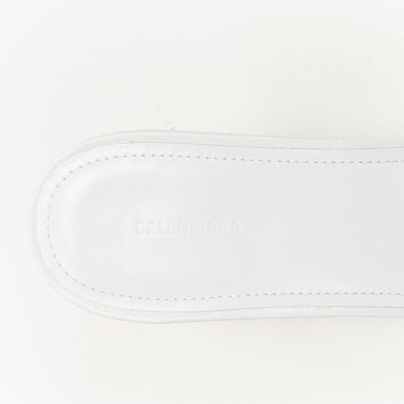 BALENCIAGA 2022 Cagole white leather silver studded mule heel EU39 US9 4