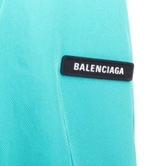 BALENCIAGA 2022 turquoise creased twill rubber logo oversized jacket FR34 XS
