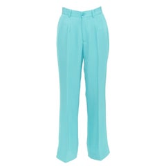 BALENCIAGA 2022 Unfit türkisblau Hochglanz-Twill Hose mit geradem Bein XS