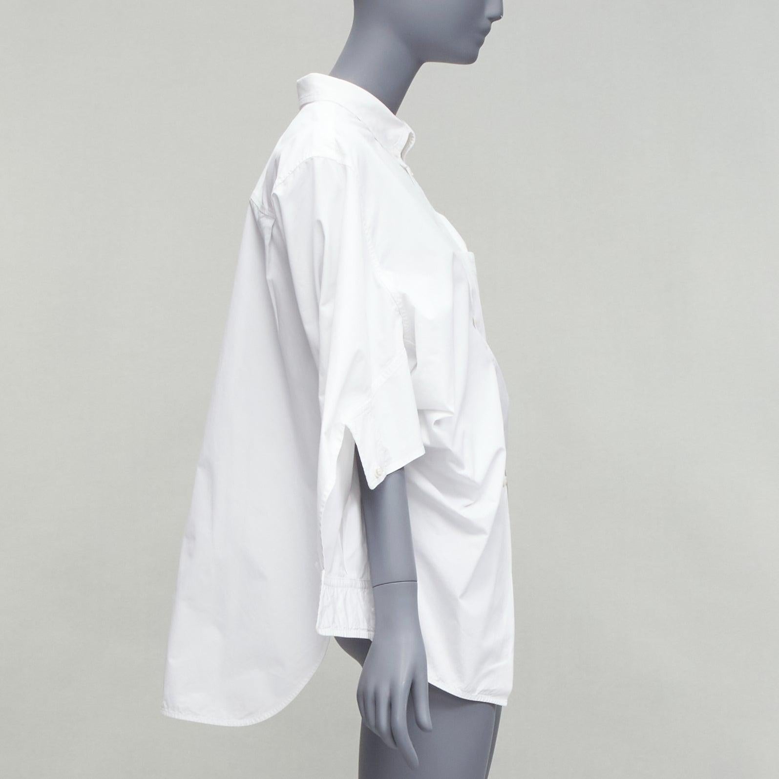 BALENCIAGA 2022 white BB desconstructed kimono sleeve oversized shirt FR36 S In Excellent Condition For Sale In Hong Kong, NT
