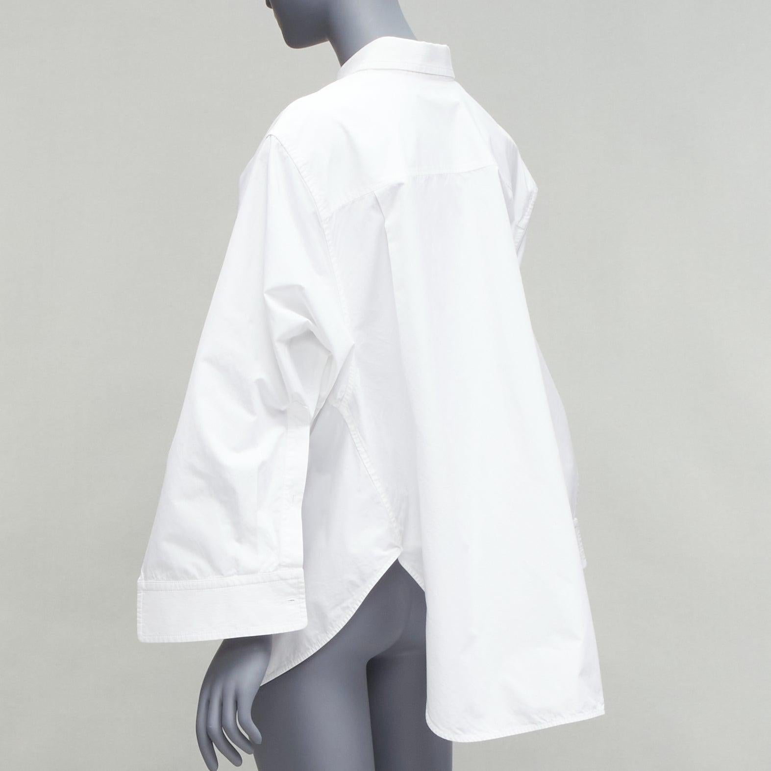 Women's BALENCIAGA 2022 white BB desconstructed kimono sleeve oversized shirt FR36 S For Sale