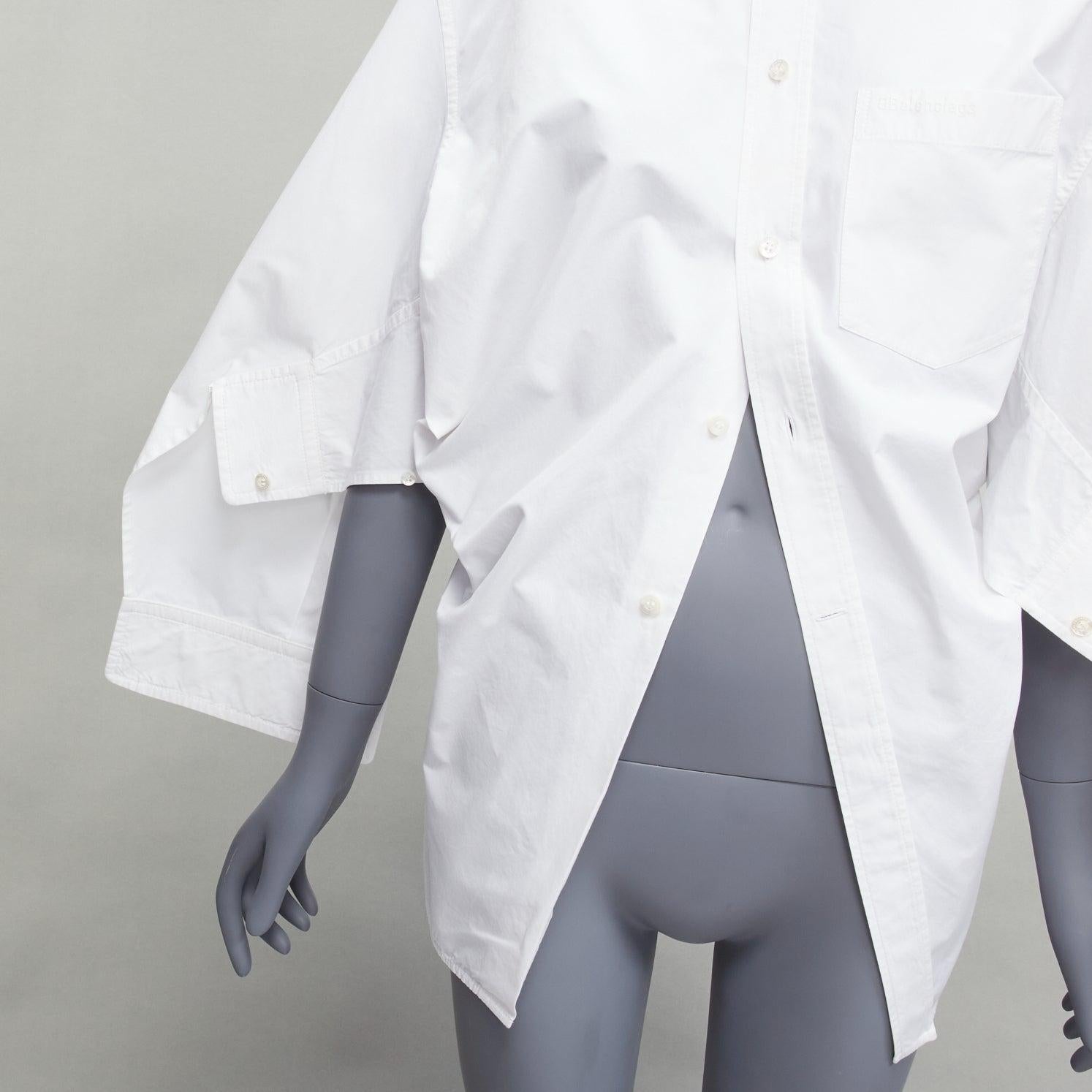 BALENCIAGA 2022 white BB desconstructed kimono sleeve oversized shirt FR36 S For Sale 3