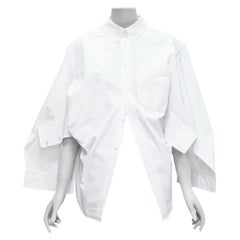 BALENCIAGA 2022 white BB desconstructed kimono sleeve oversized shirt FR36 S