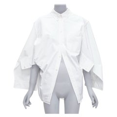 BALENCIAGA 2022 blanco BB desconstruido kimono manga camisa oversize FR36 S