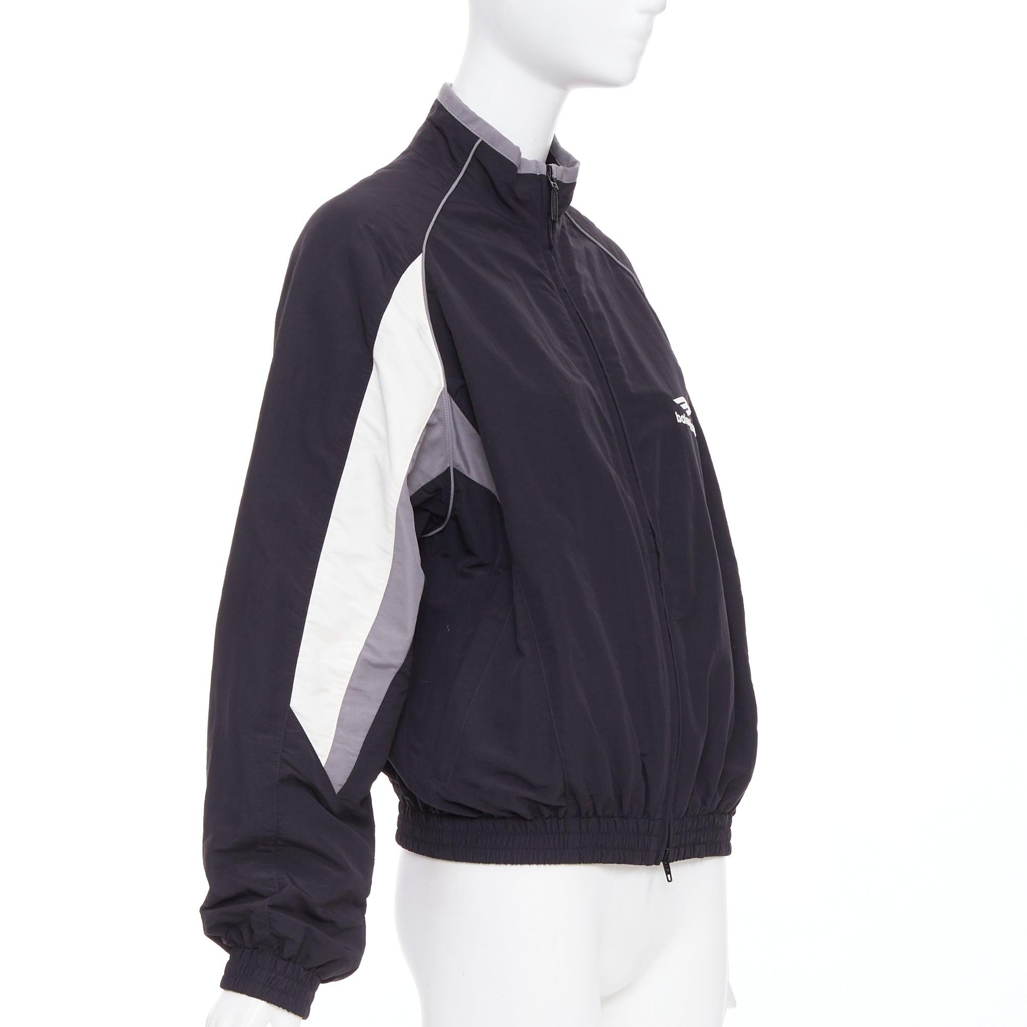 BALENCIAGA 2023 3B black grey white sports oversized track jacket S.S. White Excellent état - En vente à Hong Kong, NT