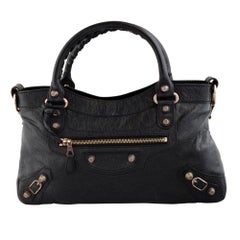 Balenciaga 285433 First Two Way Black & Rose Gold Bag