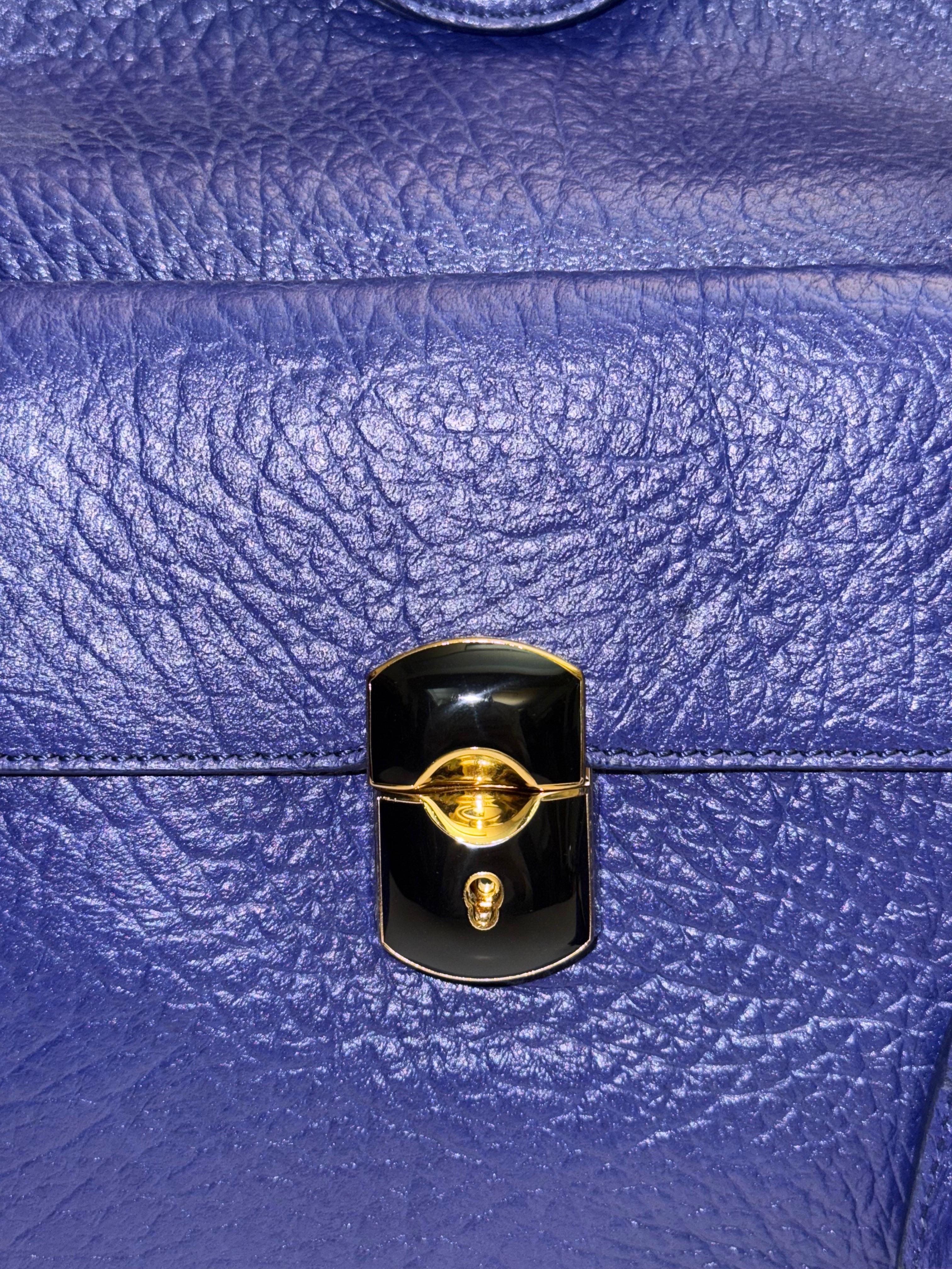 - Balenciaga blue leather structure handle bag. Classic in a very nice rare blue colour leather 