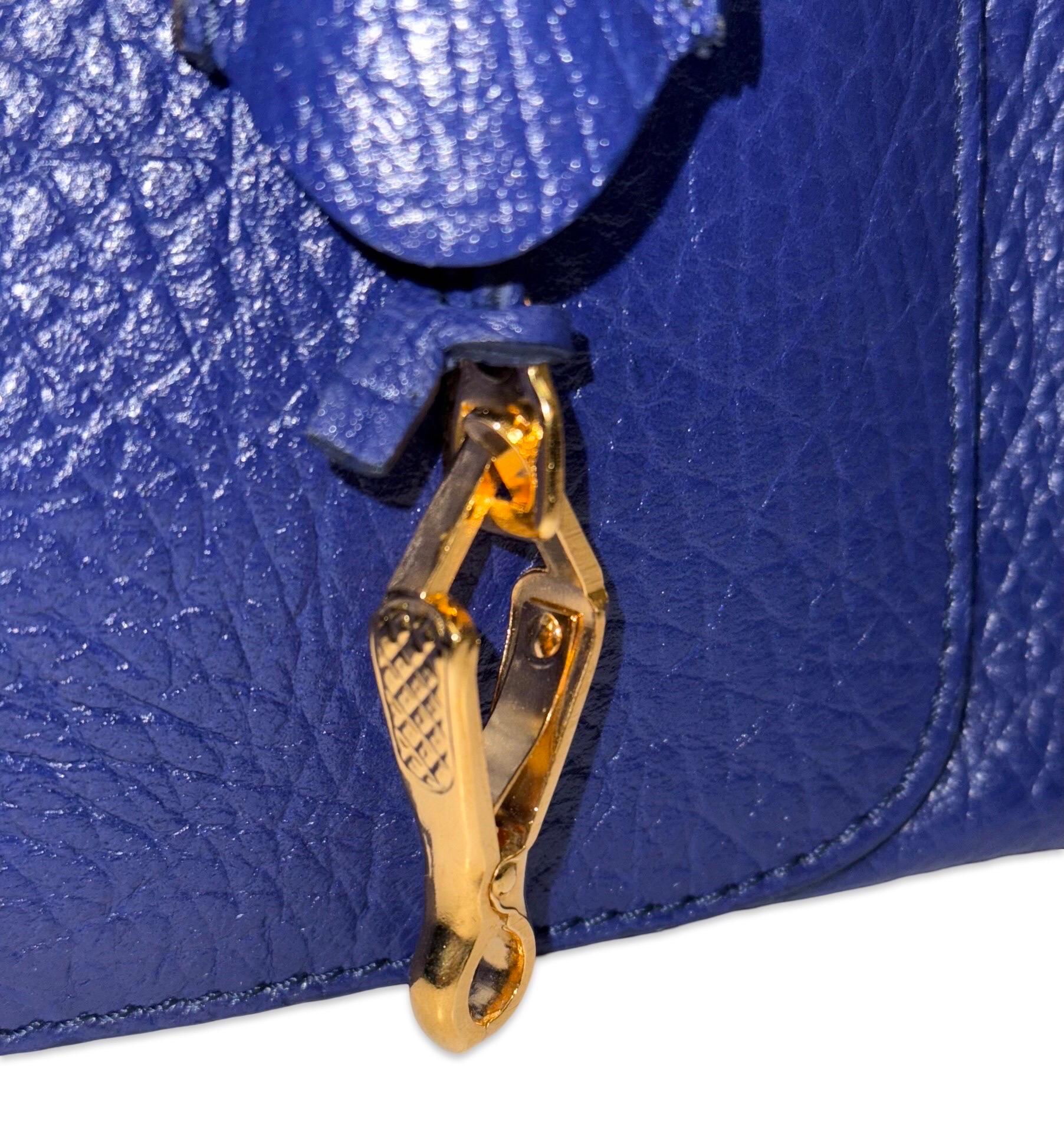 Balenciaga 33cm blue leather structure handle bag For Sale 1