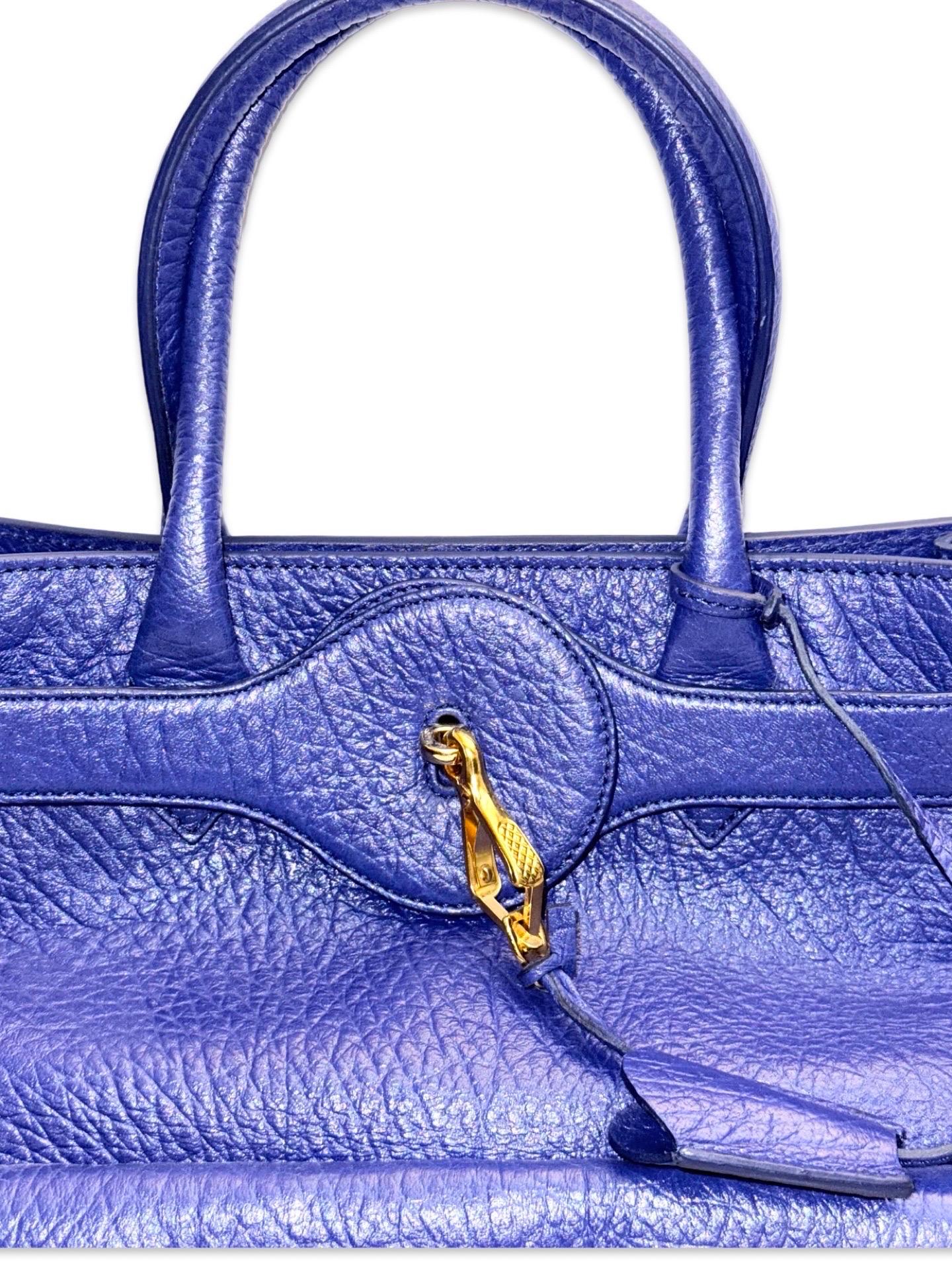 Balenciaga 33cm blue leather structure handle bag For Sale 2