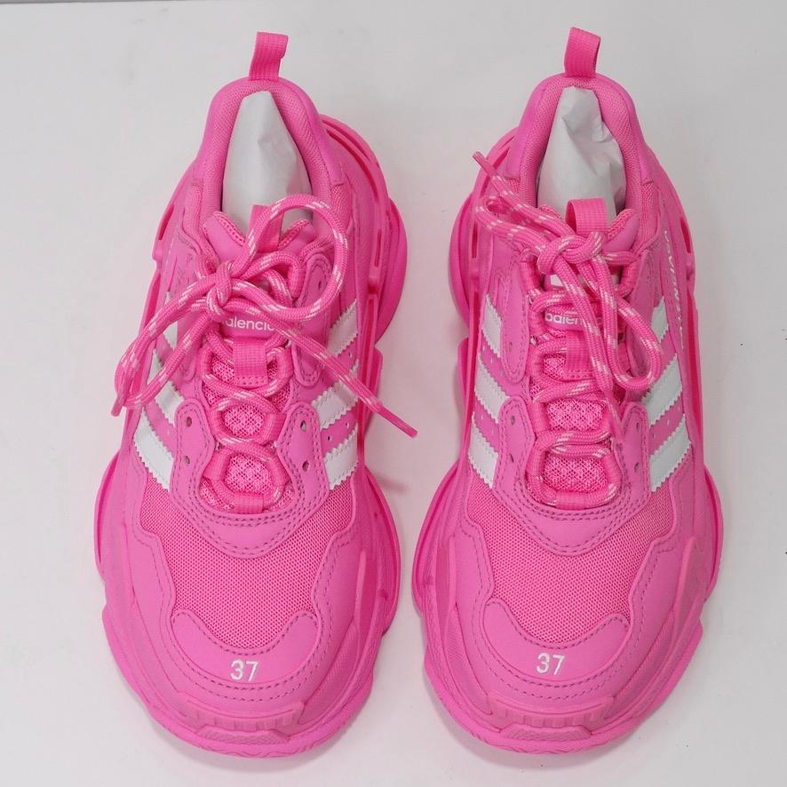 Balenciaga Adidas Tripple S Sneaker Neon Pink In New Condition For Sale In Scottsdale, AZ