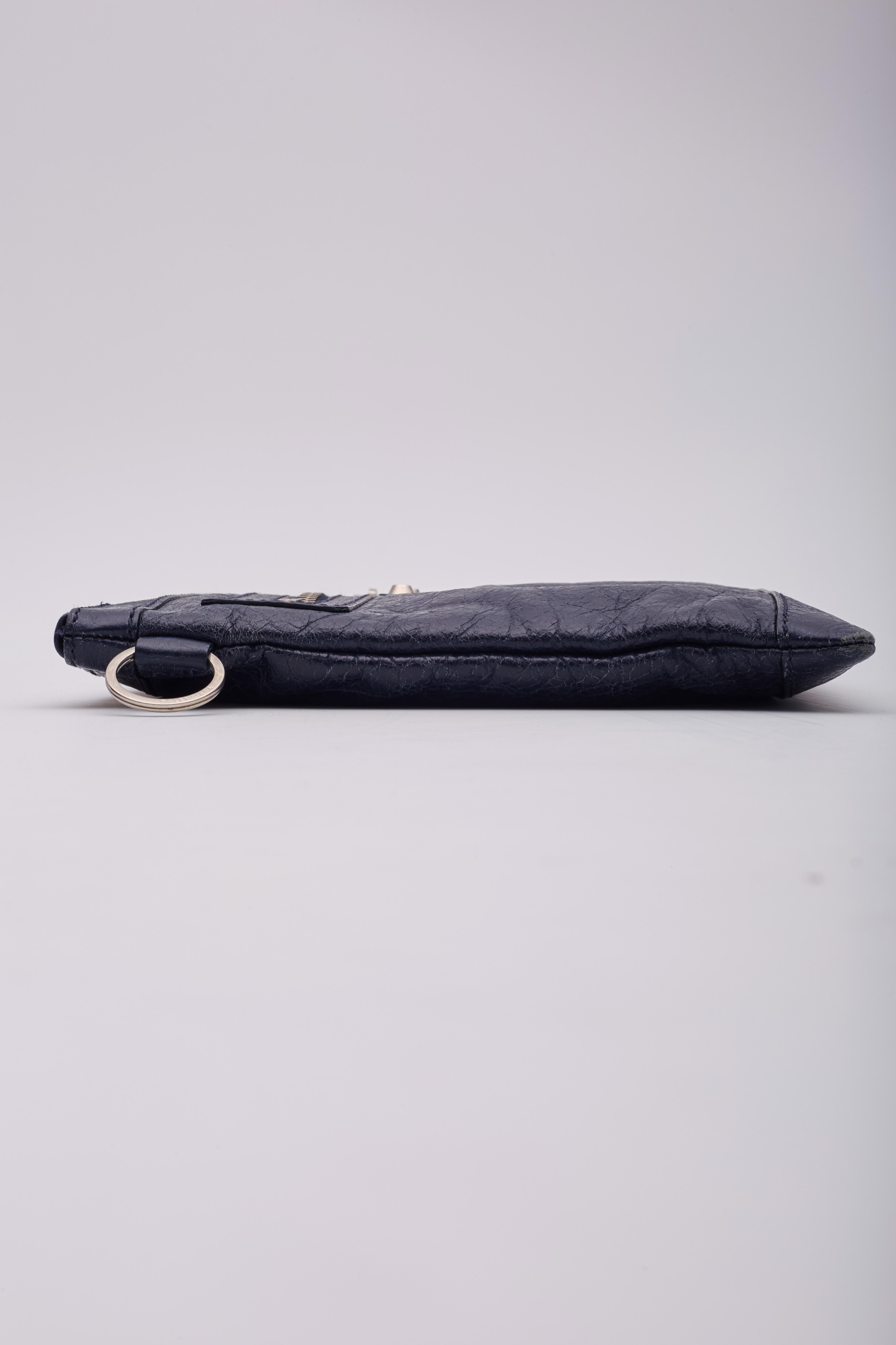Balenciaga Aged Leather City Pouch Bag Navy 1
