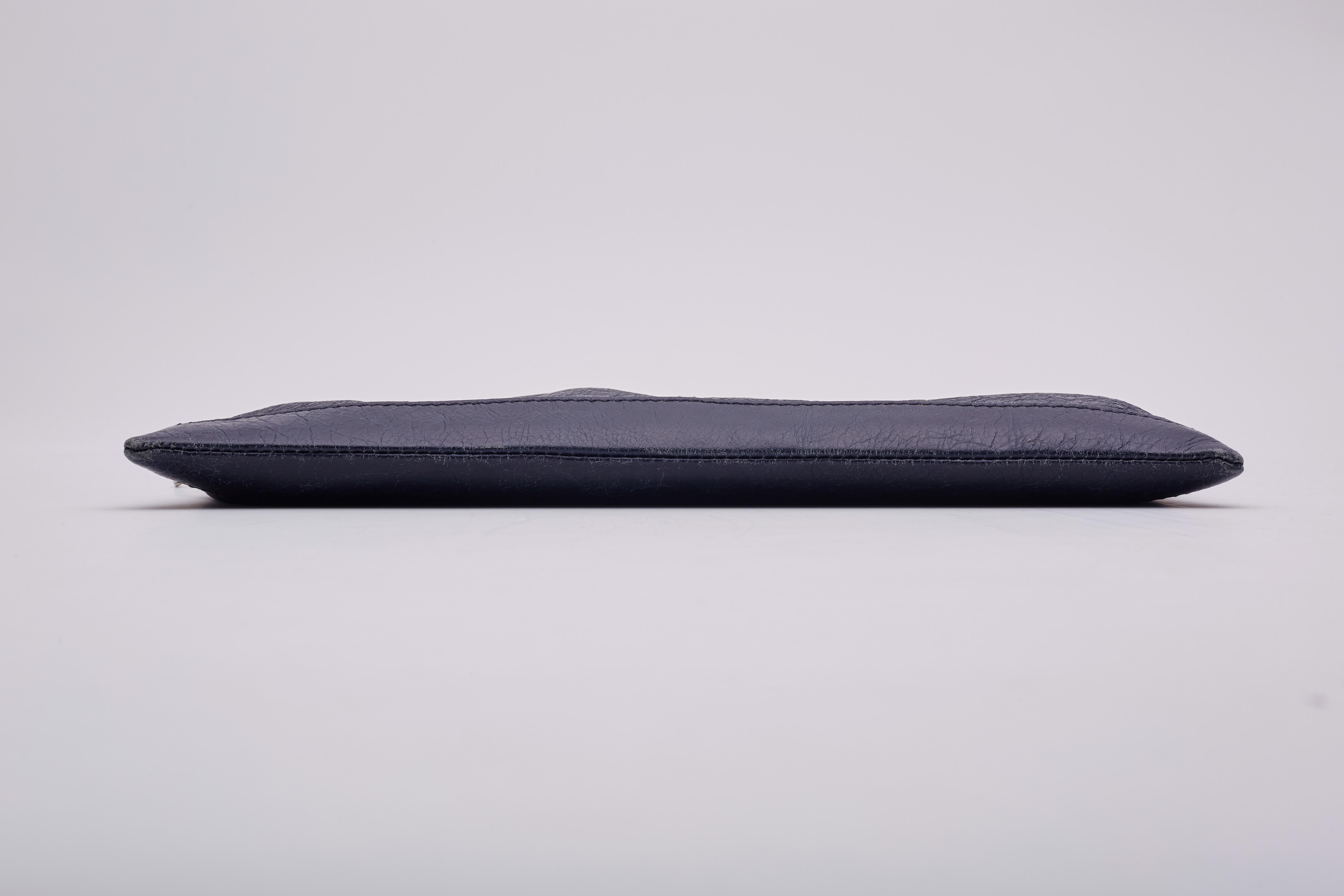 Balenciaga Aged Leather City Pouch Bag Navy 3
