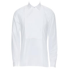 BALENCIAGA ALEXANDER WANG 2015 white cotton concealed bib evening shirt EU38