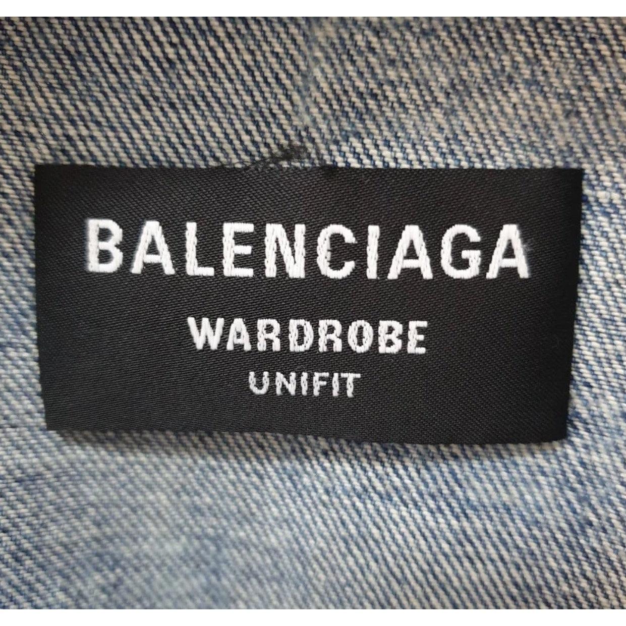 Balenciaga All-Over Logo Denim Jacke in Übergröße - XS (Grau) im Angebot