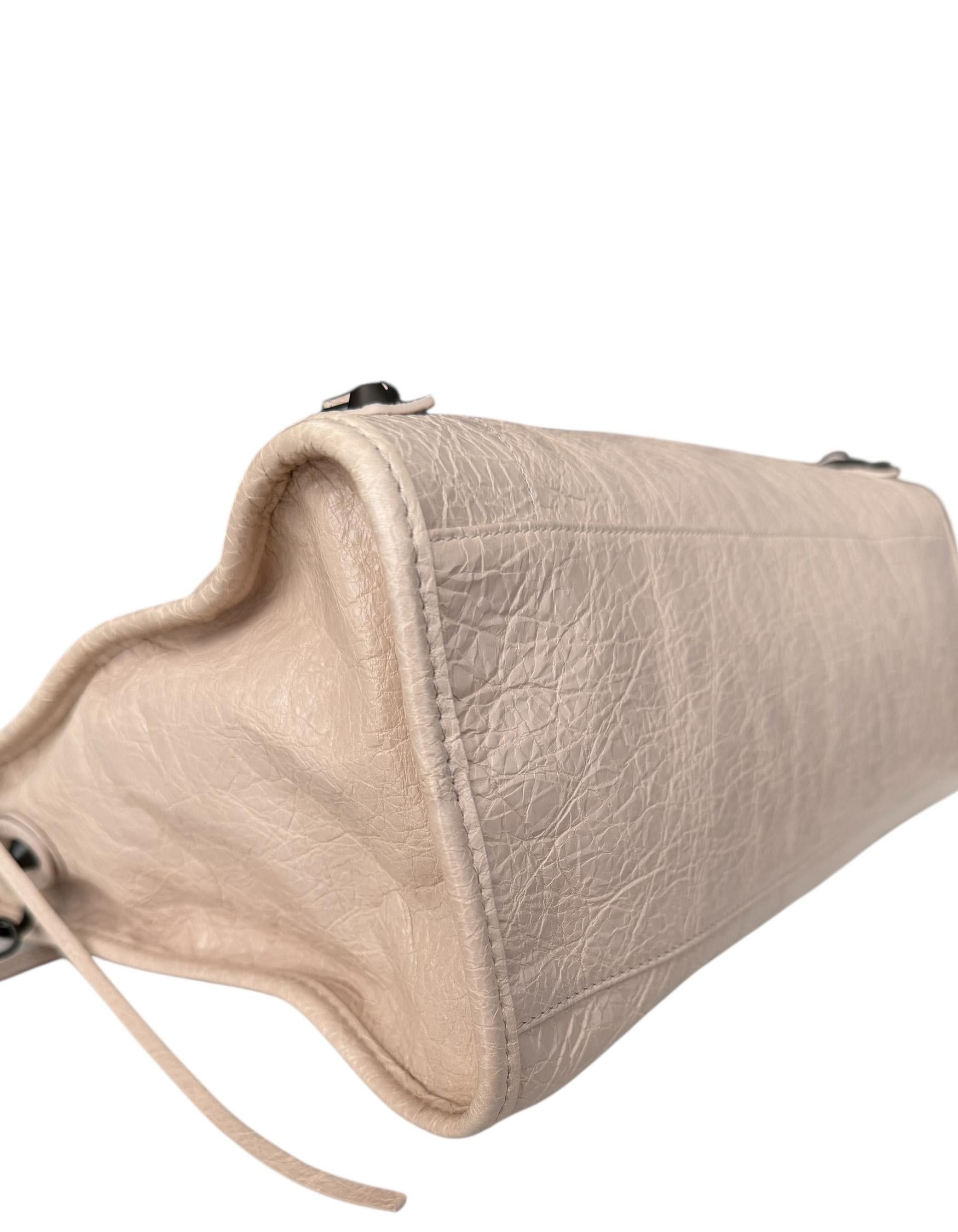 Beige Balenciaga Almond Arena Storico Lambskin Leather Medium Le City Bag c/ottone in vendita