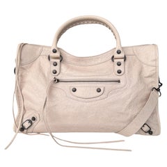 Balenciaga Almond Arena Storico Lambskin Leather Medium Le City Bag c/ottone