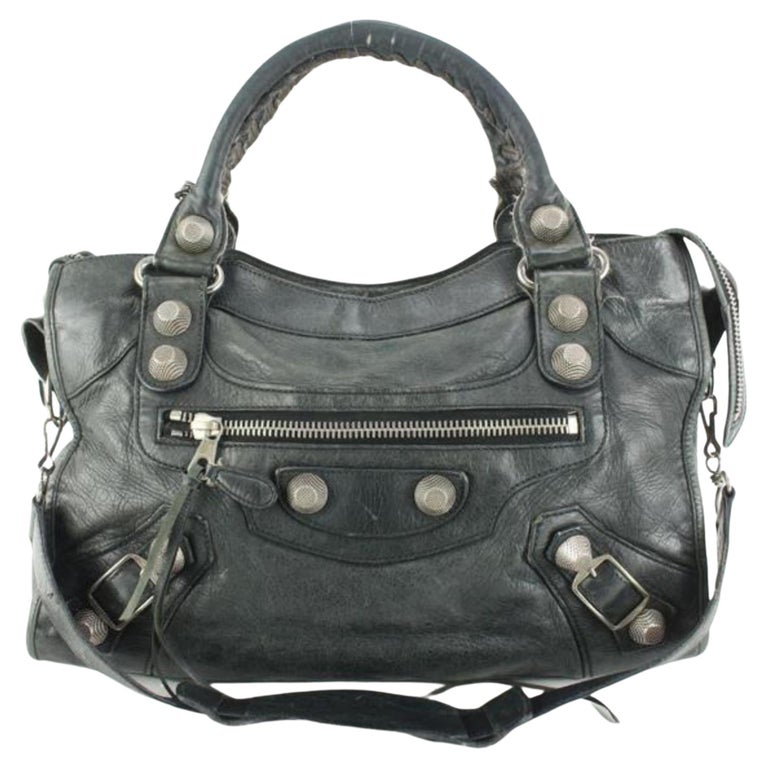 Balenciaga Anthracite Lambskin Leather Giant 21 Silver City Bag 99ba52s at  1stDibs