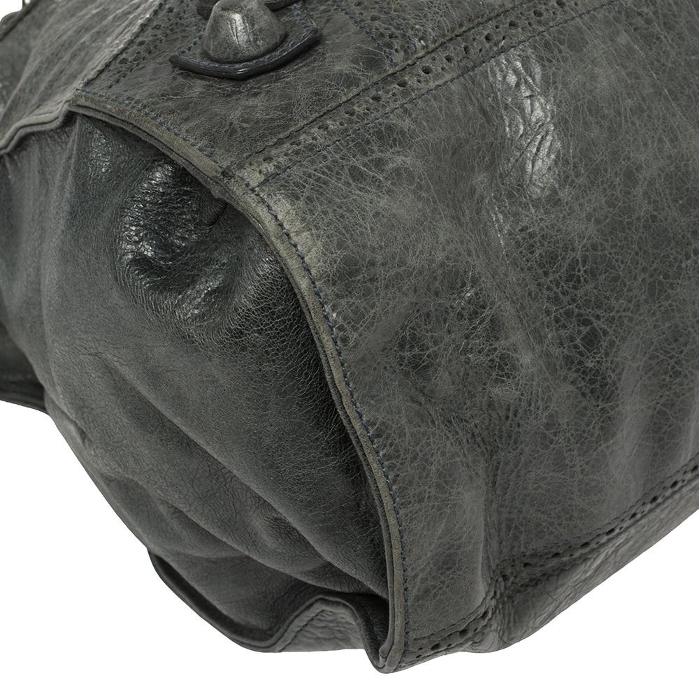 Black Balenciaga Anthracite Leather Giant Covered Folder Bag