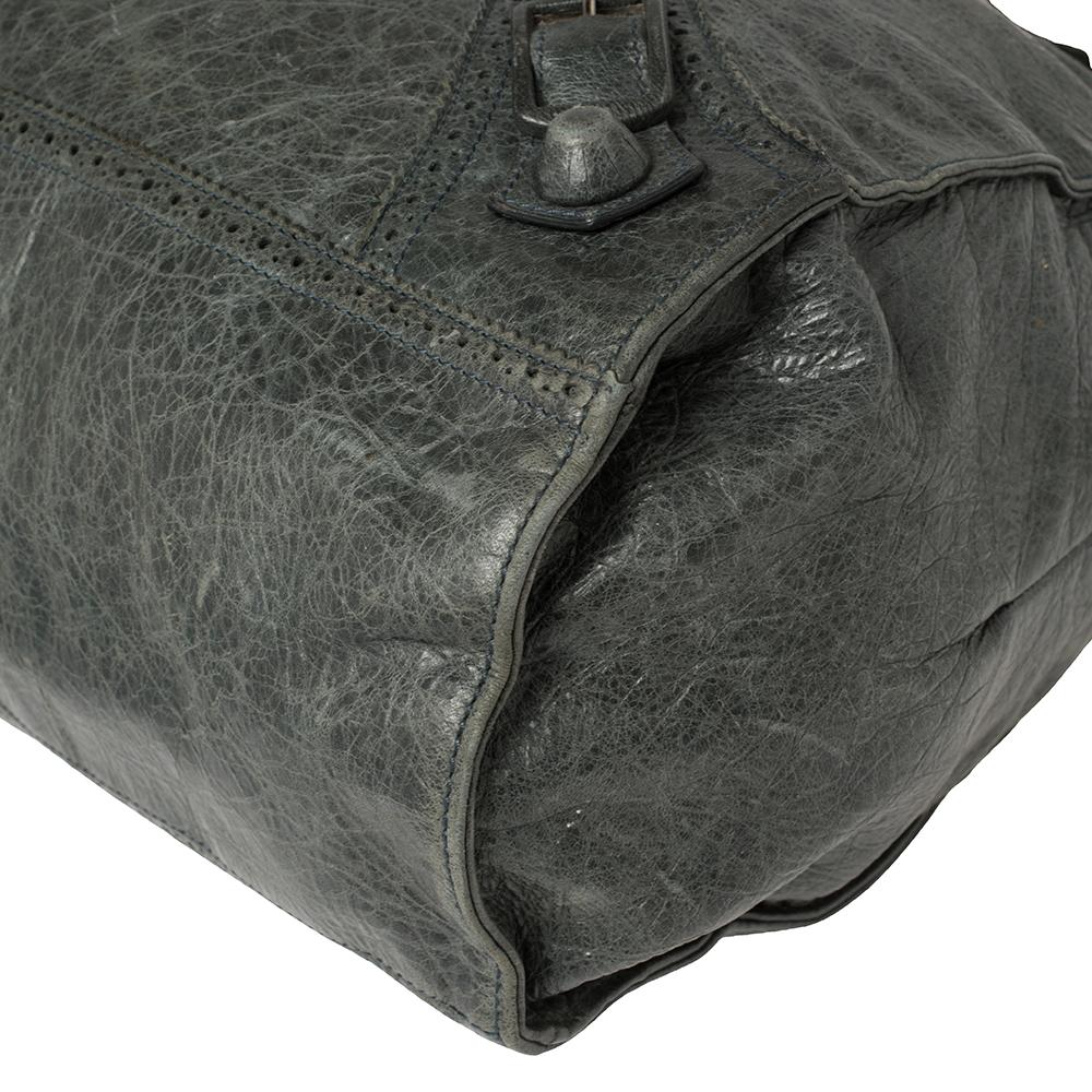 Balenciaga Anthracite Leather Giant Covered Folder Bag In Good Condition In Dubai, Al Qouz 2