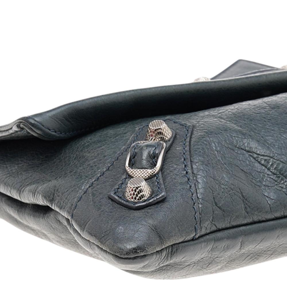 Balenciaga Anthracite Leather RSH Envelope Clutch In Good Condition In Dubai, Al Qouz 2