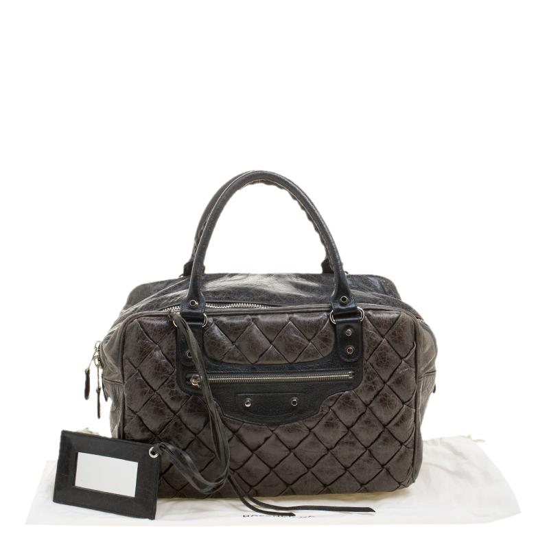 Balenciaga Anthracite Quilted Chevre Leather Satchel 7