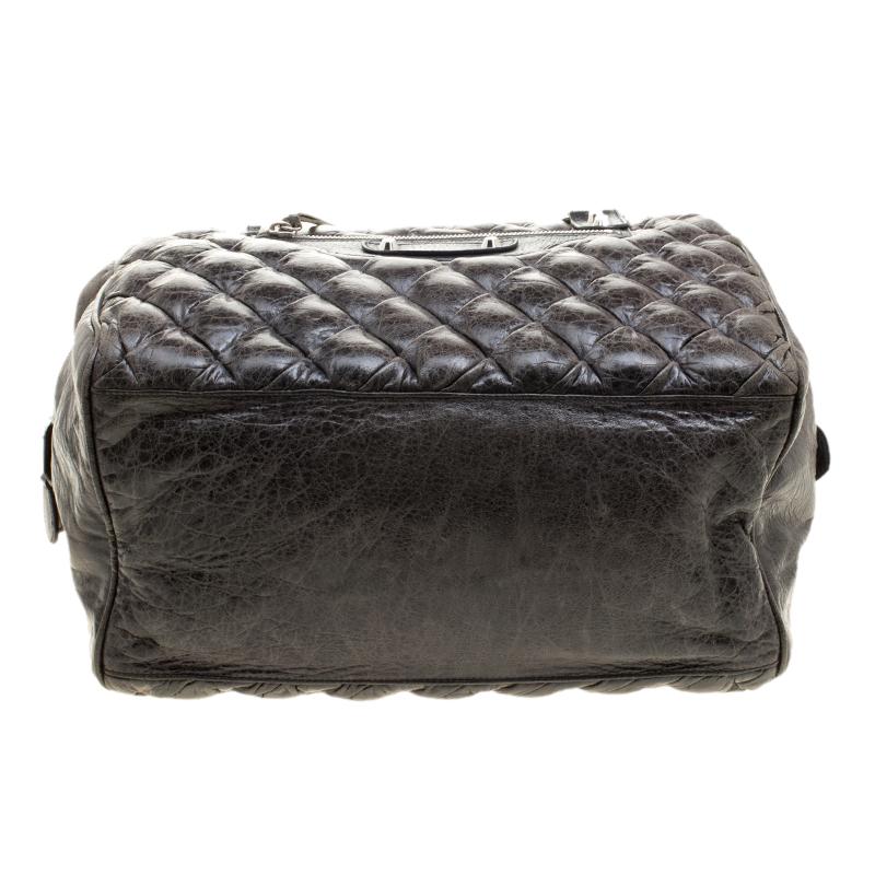 Women's Balenciaga Anthracite Quilted Chevre Leather Satchel