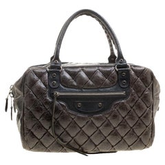 Balenciaga Anthracite Quilted Chevre Leather Satchel