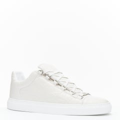BALENCIAGA Arena Blanc off white crinkle leather low top sneaker EU44