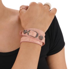 Balenciaga - Bracelet à clous en cuir triple enveloppe "Arena