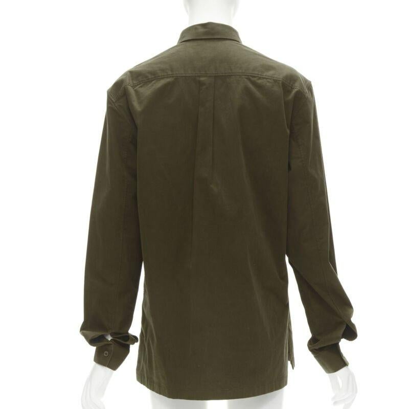 BALENCIAGA Camicia con zip nascosta in misto cotone verde militare EU38 S in vendita 1