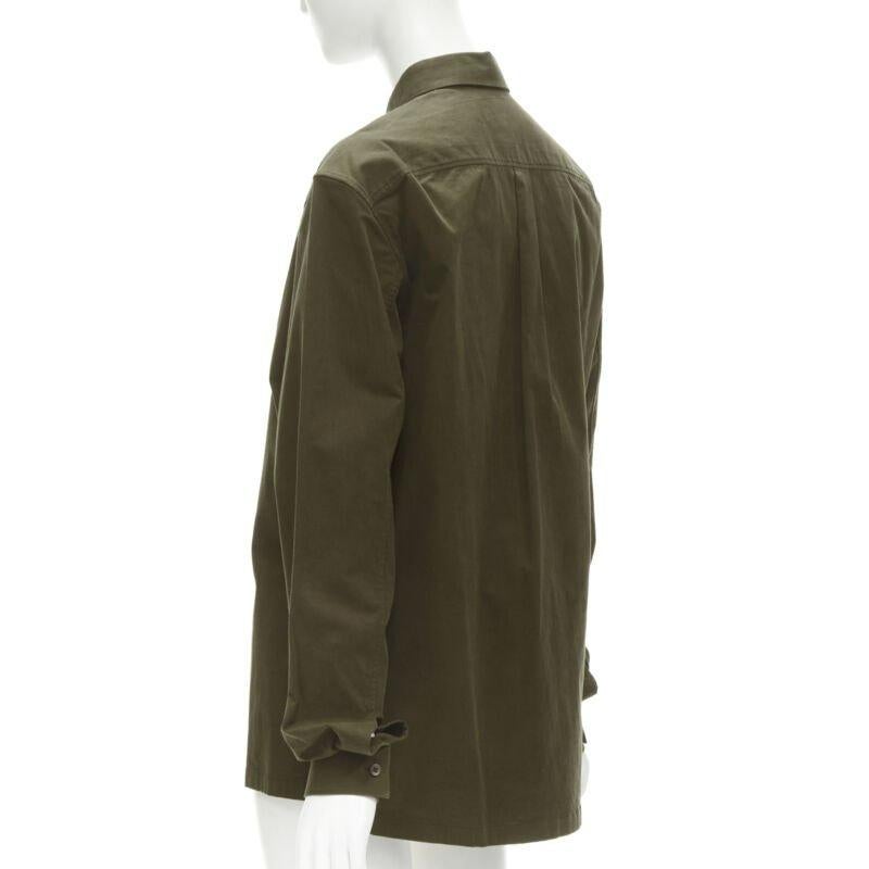 BALENCIAGA Camicia con zip nascosta in misto cotone verde militare EU38 S in vendita 2