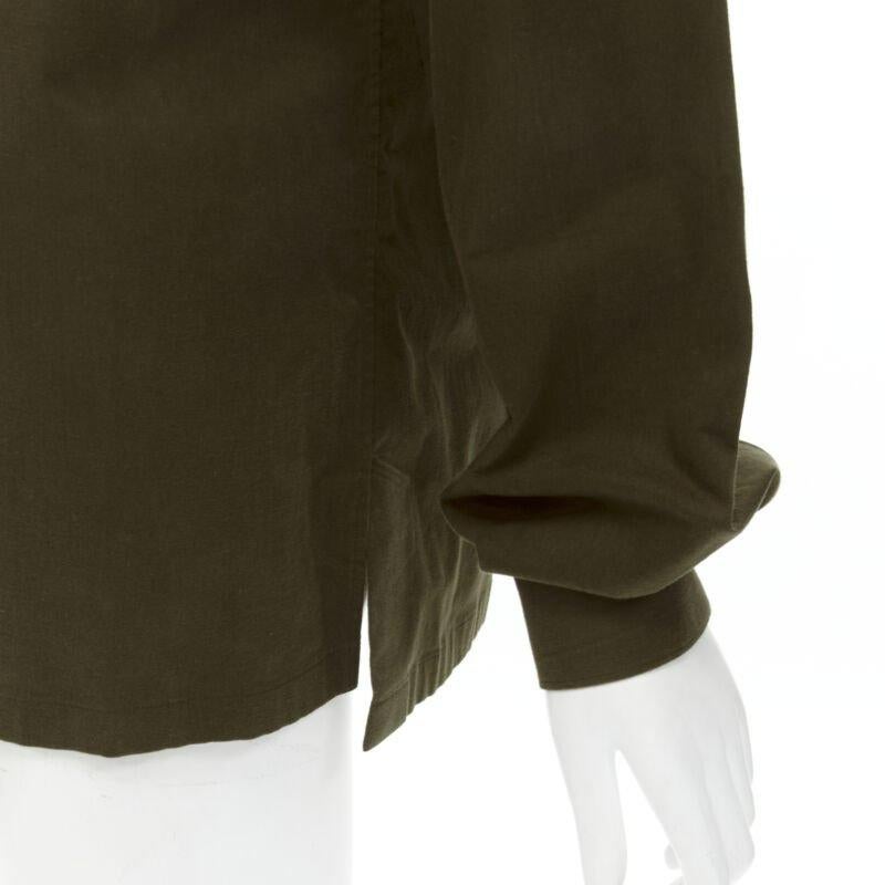 BALENCIAGA Camicia con zip nascosta in misto cotone verde militare EU38 S in vendita 4