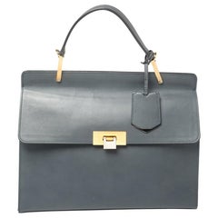 Balenciaga Ash Blue Leather Le Dix Cartable Top Handle Bag