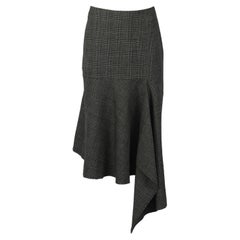 Balenciaga Asymmetric Checked Wool Blend Midi Skirt It 40 Uk 8