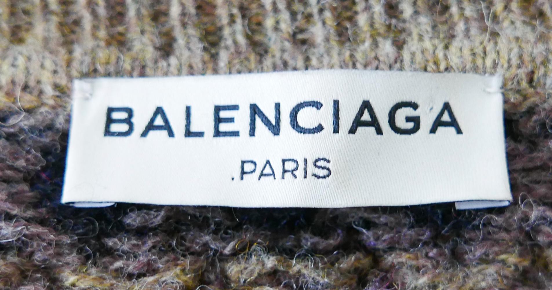 Women's Balenciaga AW16 Distressed Hem Fairisle Oversized Sweater For Sale