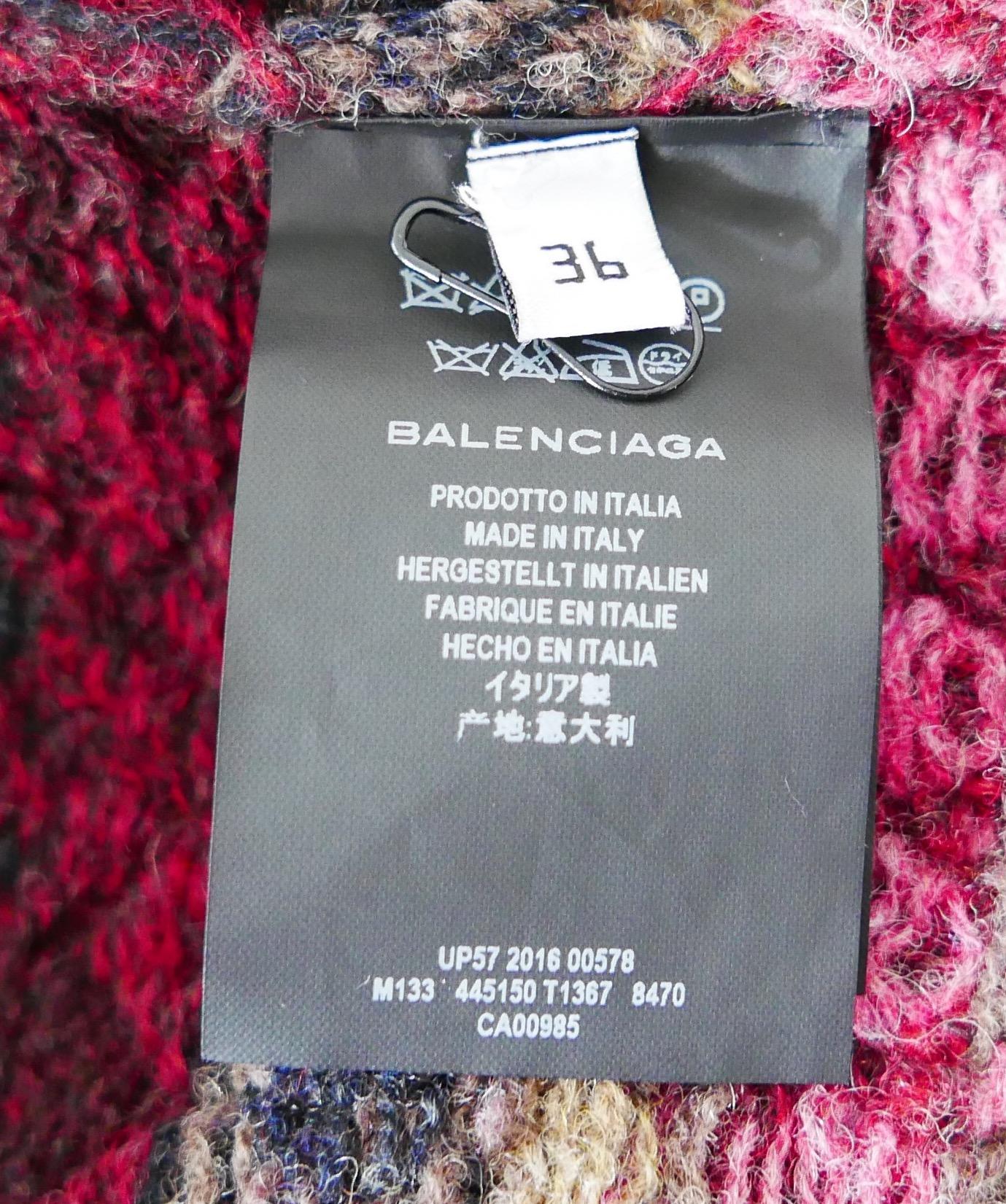 Balenciaga AW16 Distressed Hem Fairisle Oversized Sweater For Sale 1