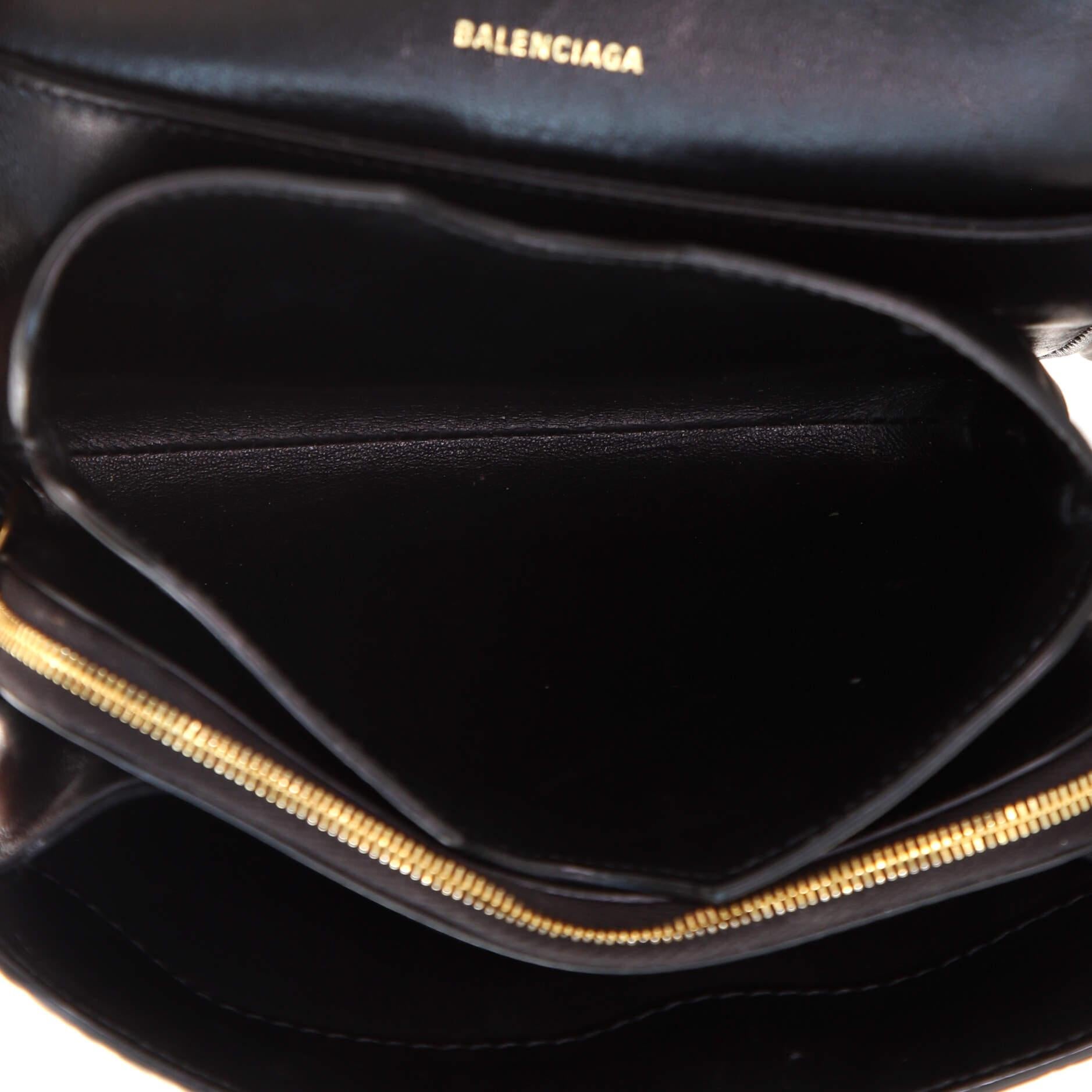 Balenciaga B. Dot Flap Bag Crocodile Embossed Leather Small Exterior Mate In Good Condition In NY, NY