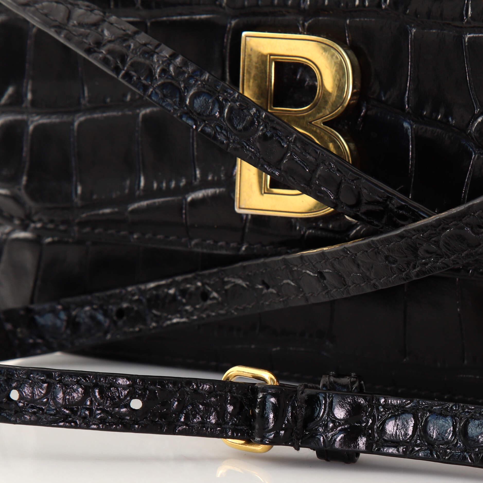 Balenciaga B. Dot Flap Bag Crocodile Embossed Leather Small Exterior Mate 1