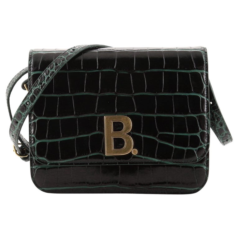 Balenciaga B. Dot Flap Bag Crocodile Embossed Leather Small at 1stDibs