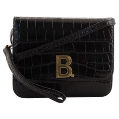 Balenciaga B. Dot Flap Bag Crocodile Embossed Leather Small
