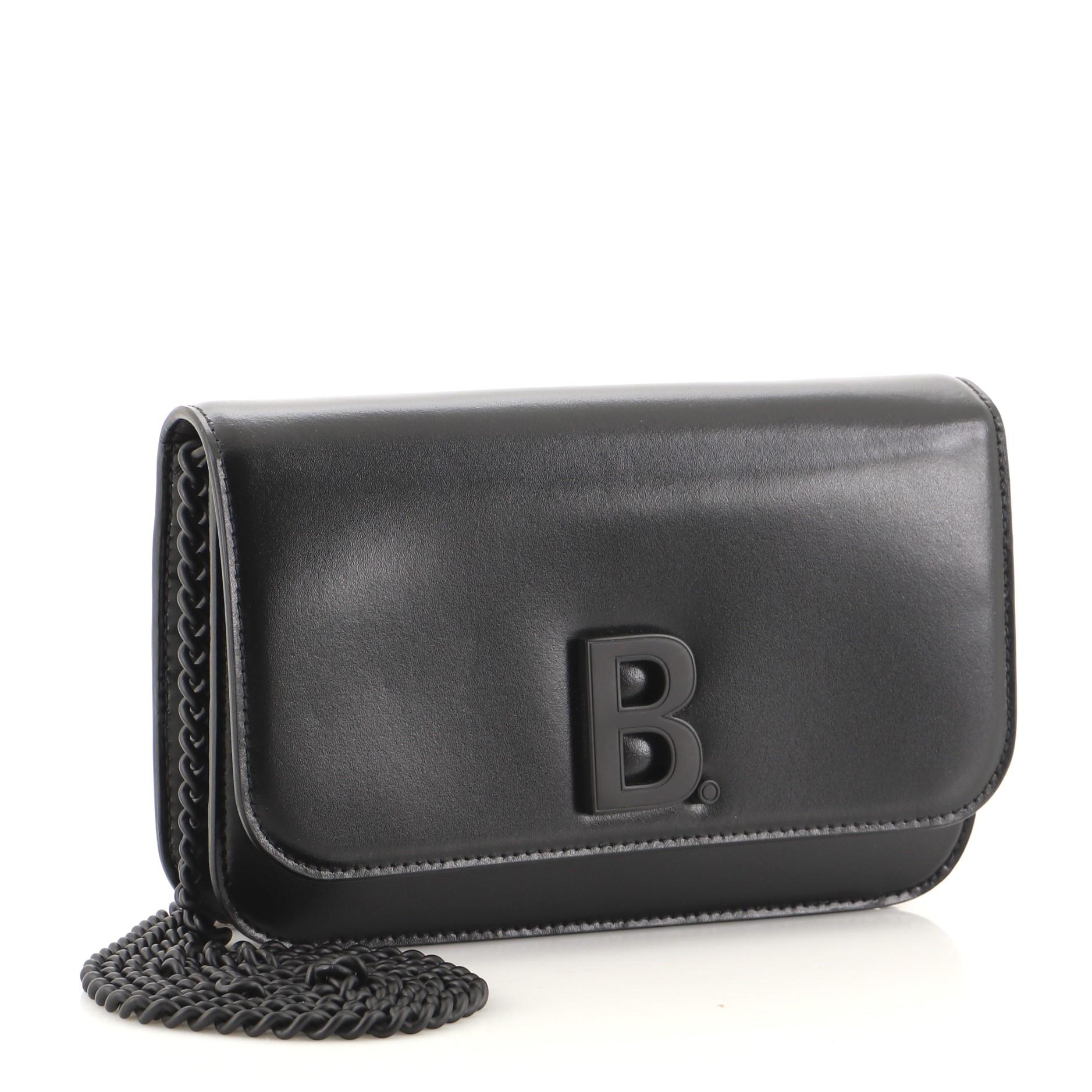 Balenciaga B Dot Portemonnaie an Kette aus Leder (Schwarz)