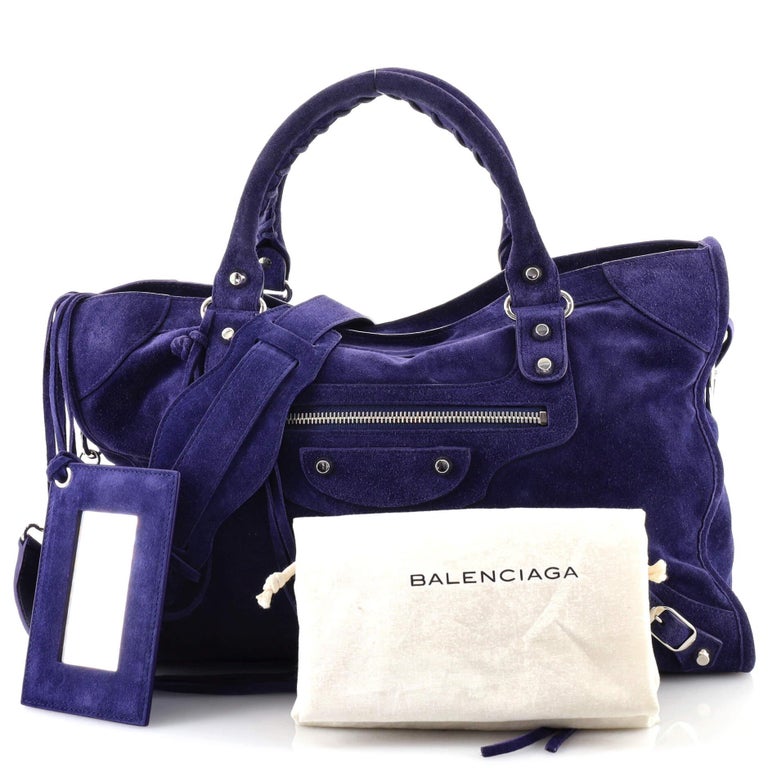 Balenciaga Baby Daim City Classic Studs Bag Suede Medium at 1stDibs