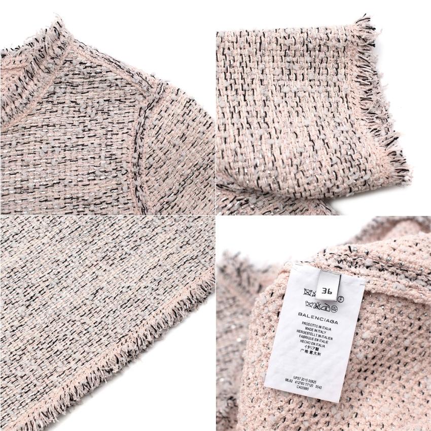 Balenciaga Baby Pink Boucle Tweed Top & Skirt For Sale 2