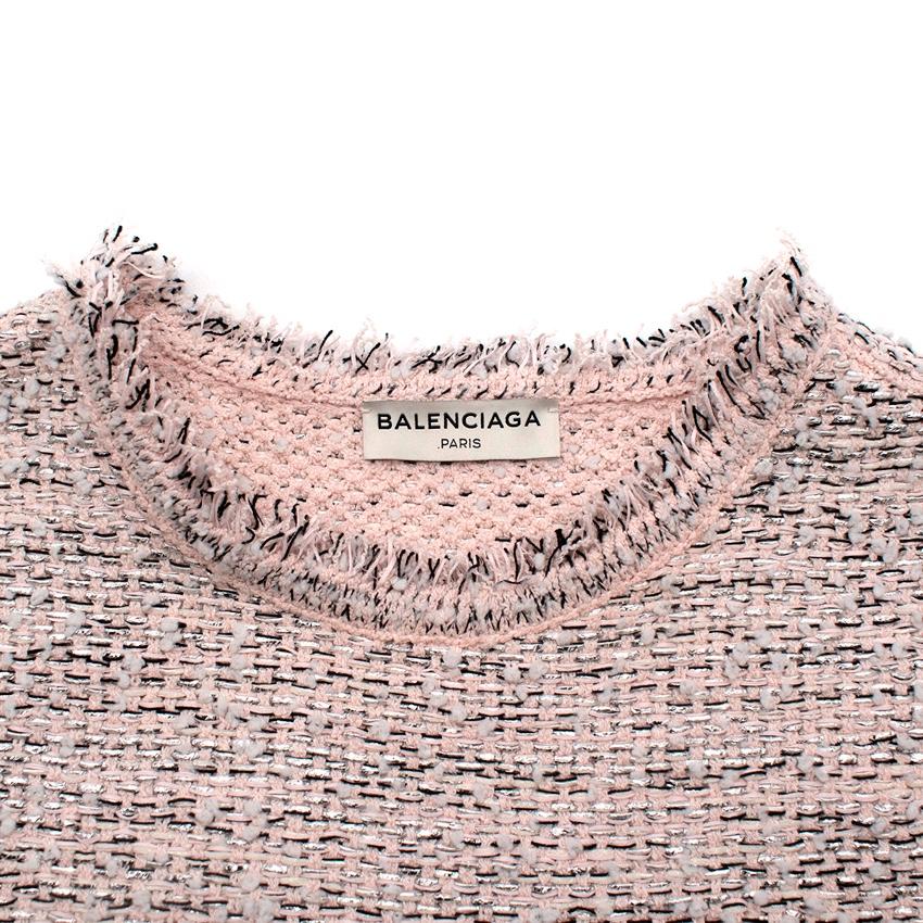 Balenciaga Baby Pink Boucle Tweed Top & Skirt For Sale 1