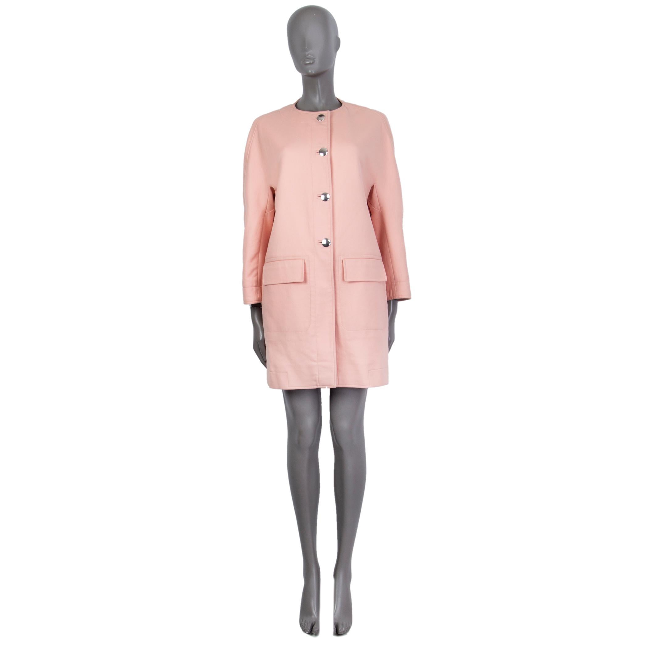 Beige BALENCIAGA - Veste manteau en coton rose pâle COLLARLESS 38 S en vente
