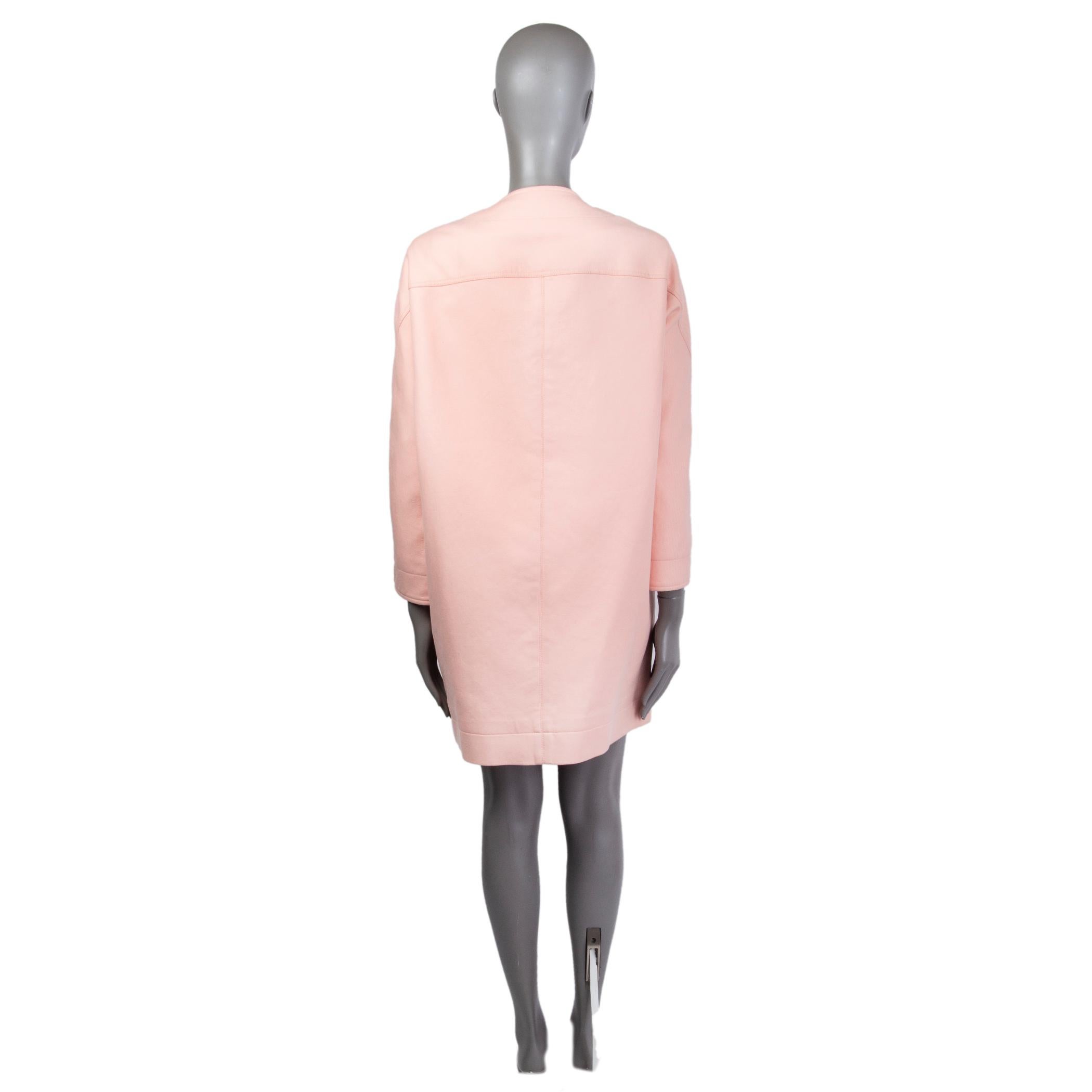BALENCIAGA - Veste manteau en coton rose pâle COLLARLESS 38 S Pour femmes en vente