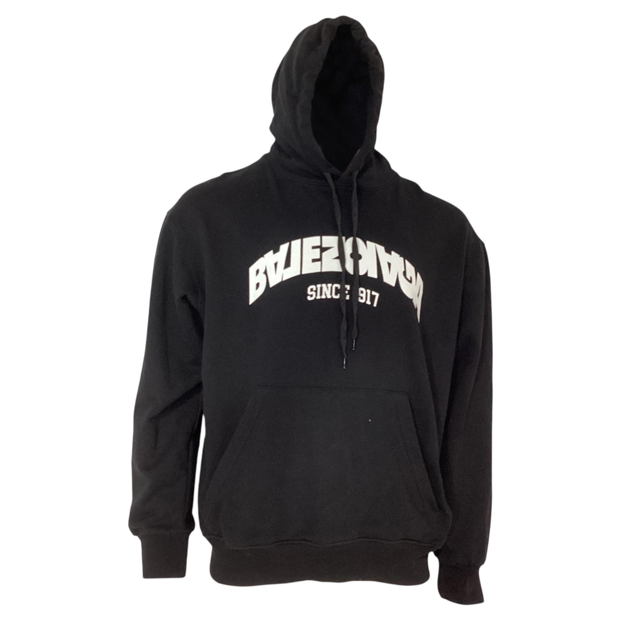 Balenciaga Back Flip Logo Hoodie in Black Cotton