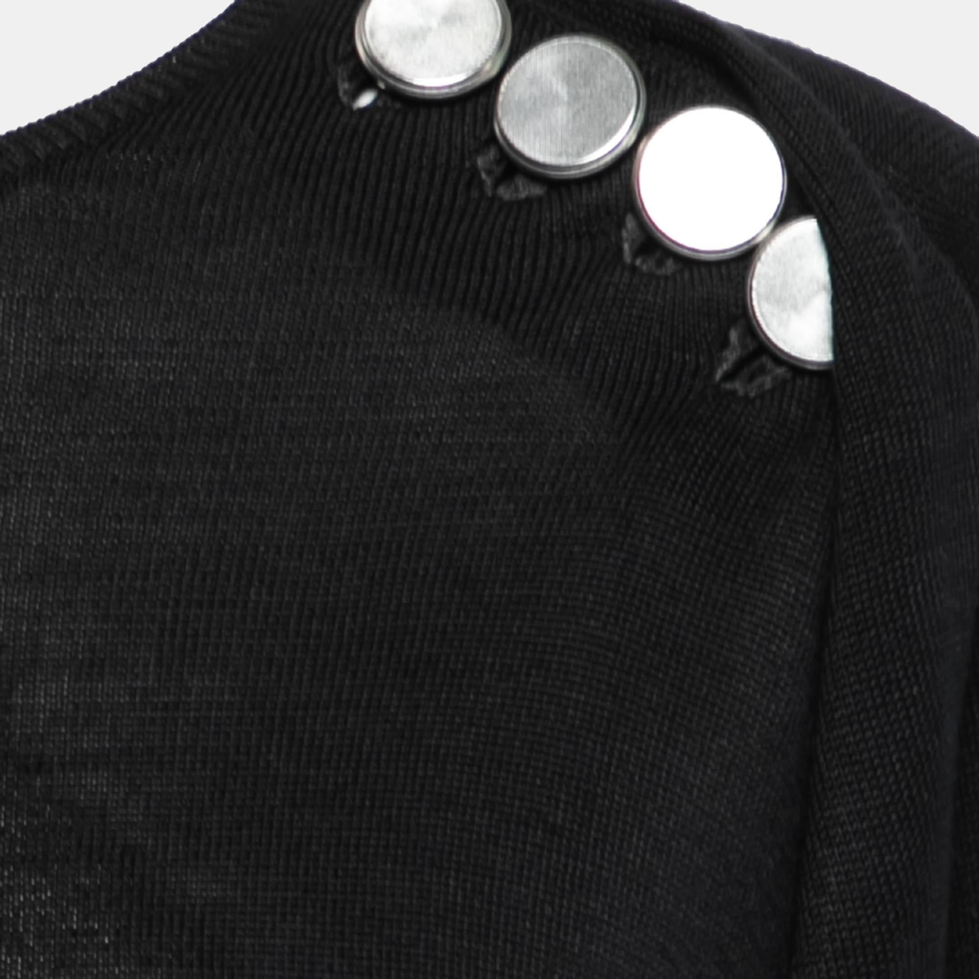 Black Balenciaga Back Silk Knit Low Back Long Sleeve Dress S For Sale
